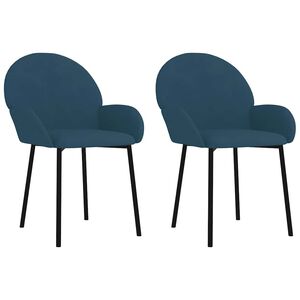 vidaXL Esszimmerst&uuml;hle 2 Stk. Blau Samt