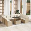 vidaXL Garten-Sofa-Set mit Kissen mit Speicher 10 pcs Beige und Creme