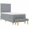 vidaXL Boxspringbett mit Matratze Hellgrau 90 x 200 cm Stoff