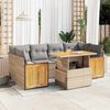vidaXL 7-tlg. Garten-Sofagarnitur mit Kissen Beige Poly Rattan Akazie