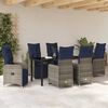 vidaXL Tisch- und Stuhlset mit Kissen 7 pcs Grau PE-Rattan