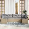 vidaXL Garten-Sofa-Set mit Kissen 7 pcs Beige und Hellgrau Poly Rattan