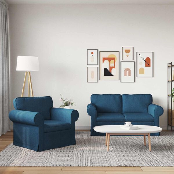 vidaXL Sofa Set 2 pcs Blau 155 x 82 x 80 cm Stoff