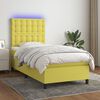 vidaXL Boxspringbett mit Matratze & LED Gr&uuml;n 100x200 cm Stoff