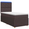 vidaXL LED Boxspringbett mit Matratze Dunkelbraun 100 x 200 cm Stoff