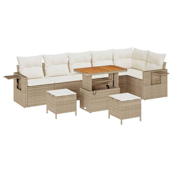vidaXL Gartensofa-set mit Kissen 11 pcs Beige und Creme Poly-Rattan