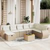 vidaXL 9-tlg. Garten-Sofagarnitur mit Kissen Beige Poly Rattan
