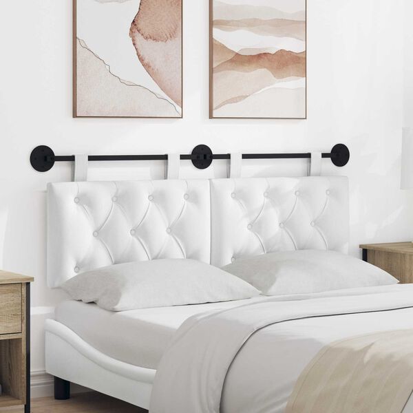 vidaXL H&auml;ngevorderseite Wandmontiert Wei&szlig; 150 x 55 x 7 cm Stoff