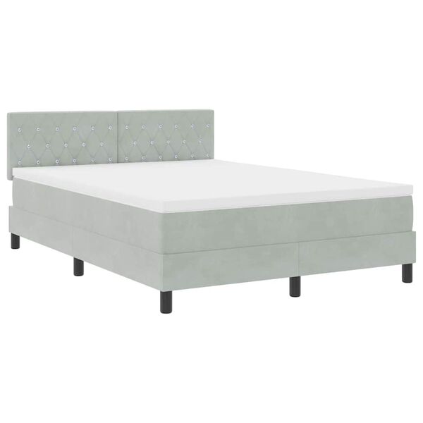 vidaXL Boxspringbett mit Matratze Hellgrau 160 x 200 cm Samt