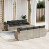 vidaXL 9-tlg. Garten-Sofagarnitur mit Kissen Hellgrau Poly Rattan