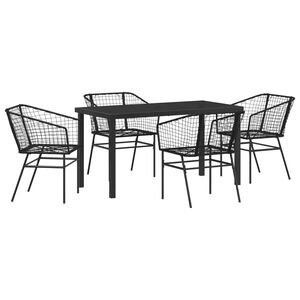 vidaXL Garten Essgruppe 5 pcs Schwarz Poly-Rattan