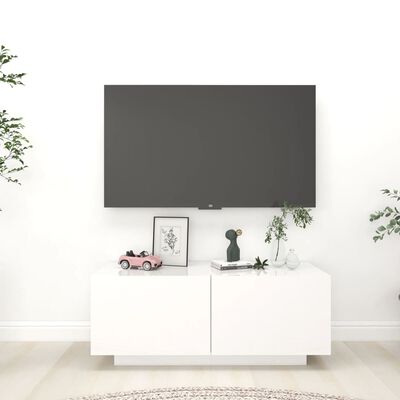vidaXL TV-Schrank Hochglanz-Weiß 100x35x40 cm Holzwerkstoff