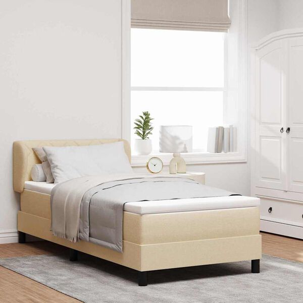 vidaXL Boxspringbett mit Matratze Creme 100 x 200 cm Stoff