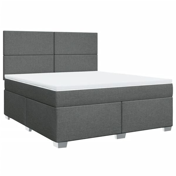 vidaXL Boxspringbett mit Matratze Dunkelgrau 180x200 cm Stoff