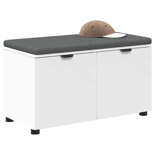 vidaXL Flurbank mit Kissen mit Speicher mit T&uuml;r Wei&szlig; 80 x 46 x 46 cm