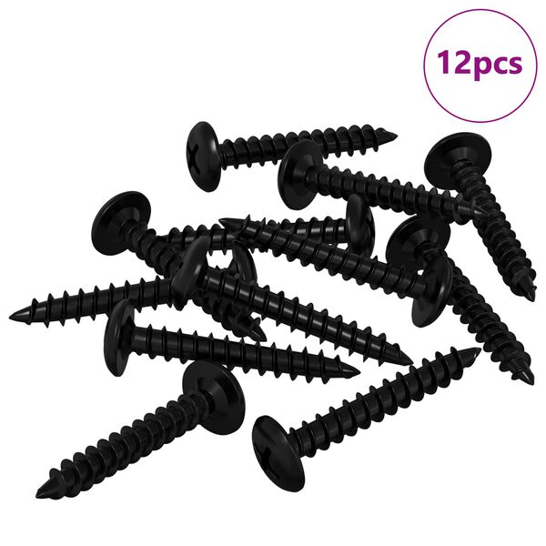 vidaXL Selbstschneidender Nagel 12 pcs Schwarz 4 x 25 mm Stahl