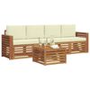 vidaXL Sofagarnituren 5 pcs Natur und Creme Massivholz Akazie