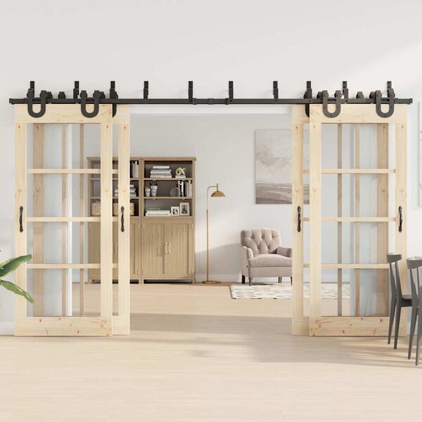 vidaXL Schiebetürbeschlag-Set 366 cm Stahl Schwarz