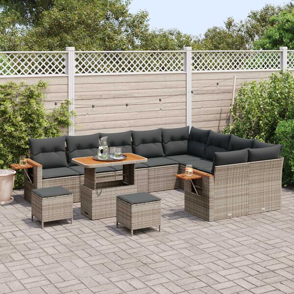 vidaXL Gartensofa-set mit Kissen 12 pcs Grau