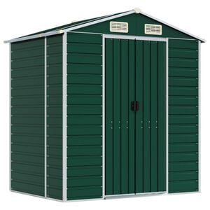 vidaXL Ger&auml;tehaus Gr&uuml;n 191x130x198 cm Verzinkter Stahl