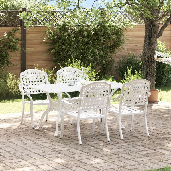 vidaXL Garten Essgruppe 5 pcs Weiß Aluminium