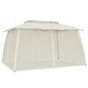 vidaXL Pavillon mit Doppeldach & Netzw&auml;nden Creme 3,93x2,93 m Stahl