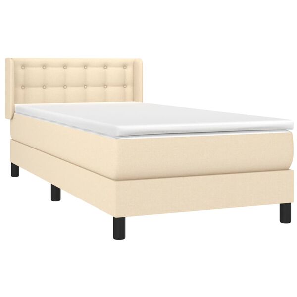 vidaXL Boxspringbett mit Matratze Creme 80x200 cm Stoff
