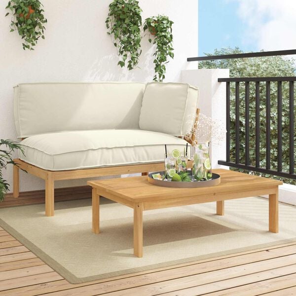vidaXL Sofa Set mit Kissen Uni 2 pcs Creme Massivholz Akazie