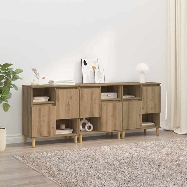 vidaXL Sideboards 3 pcs Artisan-Eiche 60 x 35 x 70 cm Holzwerkstoff