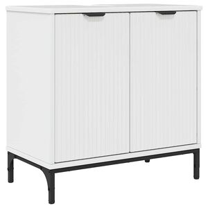vidaXL Badezimmer Waschbecken Schrank mit Speicher Hochglanz-Wei&szlig;