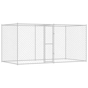vidaXL Hundek&auml;fig Silber 400 x 200 x 200 cm Verzinkter Stahl