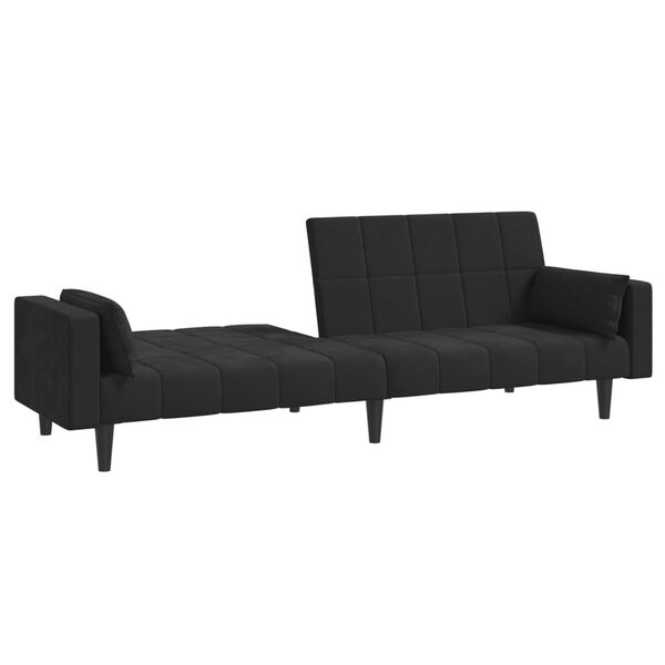 vidaXL Schlafsofa 2-Sitzer mit 2 Kissen Schwarz Samt