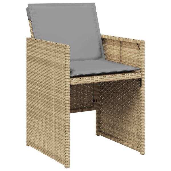 vidaXL 9-tlg. Garten-Essgruppe mit Kissen Beigemischung Poly Rattan