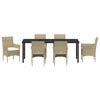 vidaXL Garten Essgruppe mit Kissen 7 pcs Beige Poly-Rattan