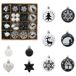 vidaXL Weihnachtskugel-Set 40 stk. Schwarz und Wei&szlig; &Oslash; 6 cm Kunststoff