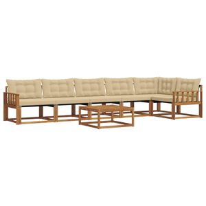 vidaXL Outdoor-Sofagarnitur mit Kissen 7 pcs Natur und Beige