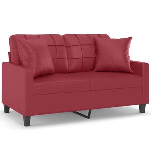 vidaXL 2-Sitzer-Sofa mit Zierkissen Weinrot 120 cm Kunstleder