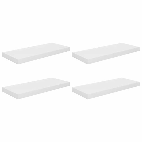 vidaXL Schweberegale 4 Stk. Hochglanz-Wei&szlig; 60x23,5x3,8 cm MDF
