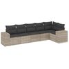 vidaXL 6-tlg. Garten-Sofagarnitur mit Kissen Hellgrau Poly Rattan