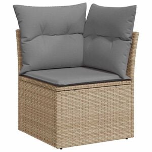 vidaXL Garten-Ecksofa mit Kissen Beige Poly Rattan