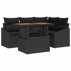 vidaXL Gartensofa-set 5 Stk. Schwarz Poly-Rattan