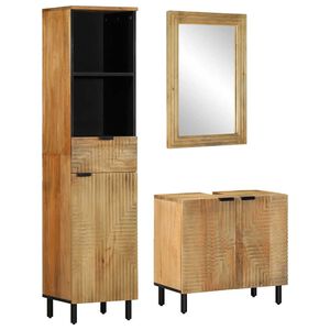 vidaXL 3-tlg. Badm&ouml;bel-Set Braun Massivholz Mango