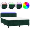 vidaXL Boxspringbett mit Matratze & LED Dunkelgr&uuml;n 140x200 cm Samt