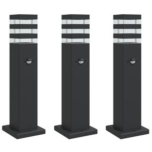 vidaXL Wegeleuchten mit Bewegungsmelder 3 Stk. Schwarz 50 cm Aluminium