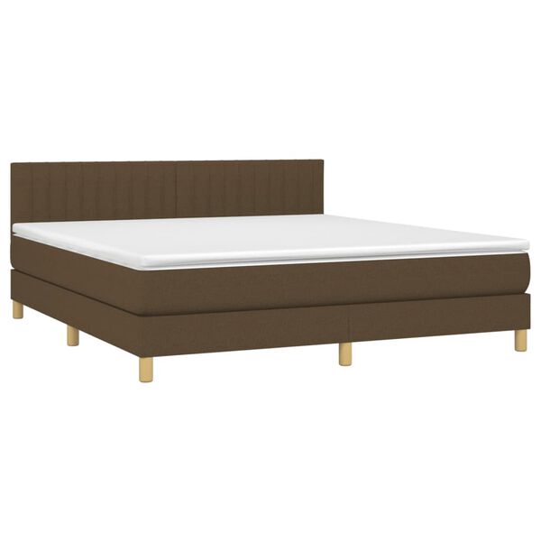 vidaXL Boxspringbett mit Matratze & LED Dunkelbraun 160x200 cm Stoff