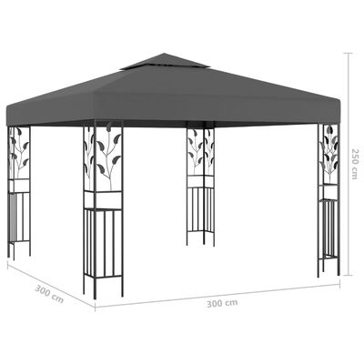 vidaXL Pavillon mit LED-Lichterkette 3x3 m Anthrazit