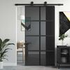 vidaXL Schiebet&uuml;r Schwarz 102,5x205 cm Hartglas und Aluminium