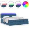 vidaXL Ottoman-Bett mit Matratzen & LED Dunkelblau 200x200 cm Samt