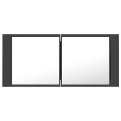 vidaXL LED-Bad-Spiegelschrank Grau 100x12x45 cm Acryl