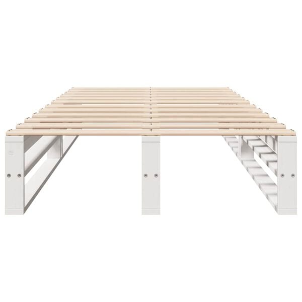 vidaXL Massivholzbett ohne Matratze Wei&szlig; 90x200 cm Kiefernholz